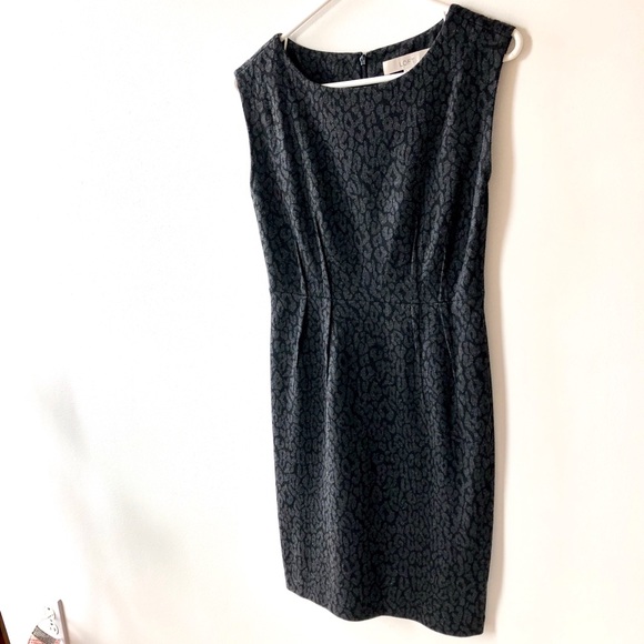 LOFT Grey & Black Leopard Sheath Dress - Picture 2 of 4